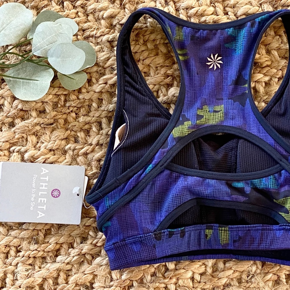 New Athleta XXS Sports Bra | Double Dare Camo Navy - Picture 5 of 7